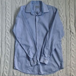 Perry Ellis Portfolio 16.5 34/35 white & light blue button up long sleeve